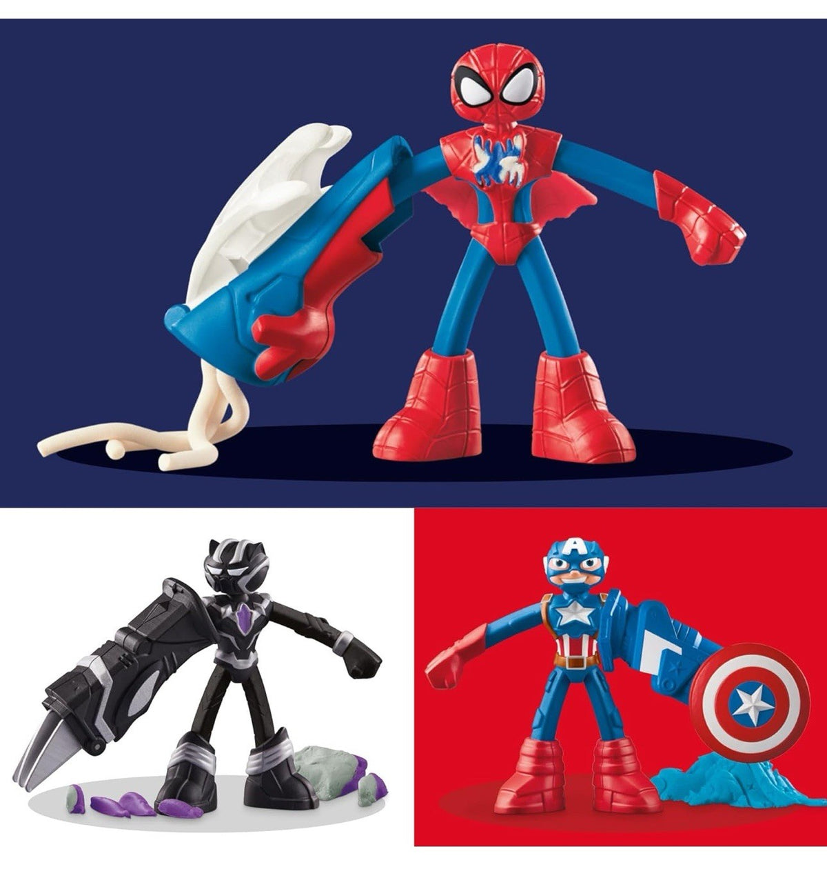 Play-Doh Marvel Hero Adventure Playset – Captain America, Black Panther & Spider-Man