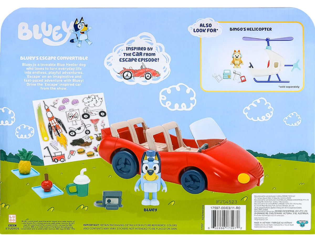 Bluey Escape Convertible Playset | Exclusive Figurine, Car & Accessories