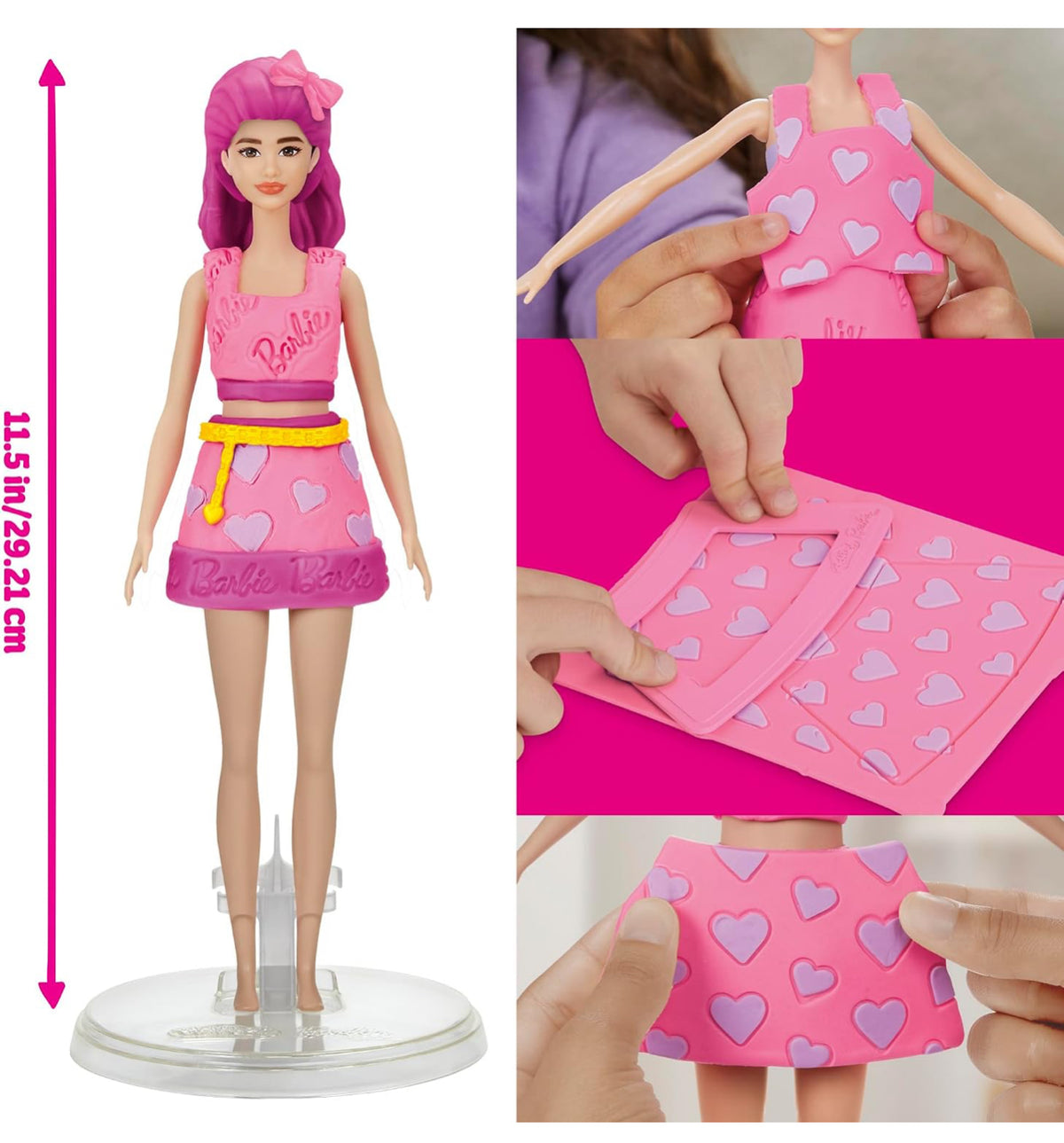 Play-Doh Barbie Hearts & Hair Fashion Set – Creative Play for Ages 4+