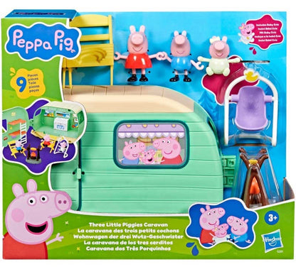 Peppa Pig Three Little Piggies Caravan Playset – 3 Figures inc. Baby Evie