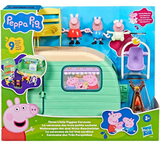 Peppa Pig Three Little Piggies Caravan Playset – 3 Figures inc. Baby Evie