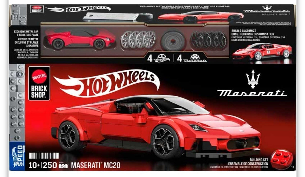 Hot Wheels Maserati MC20 Building Set – 250 Pieces, Ages 10+
