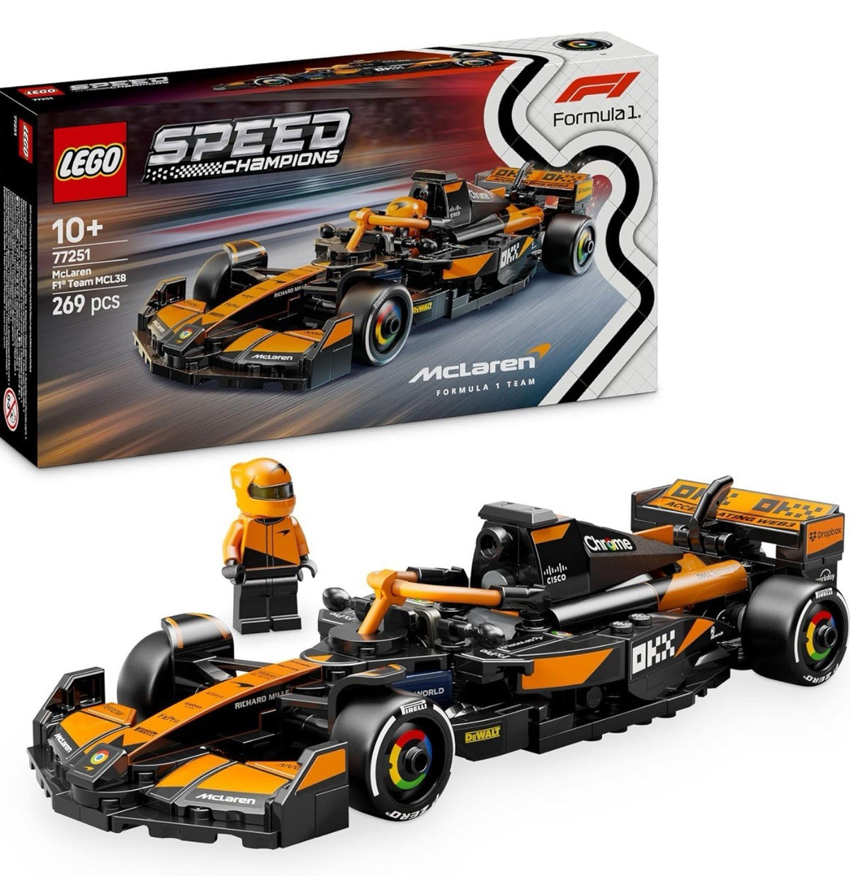 LEGO Speed Champions McLaren F1 Team MCL38 Race Car – Set 77251, Ages 10+