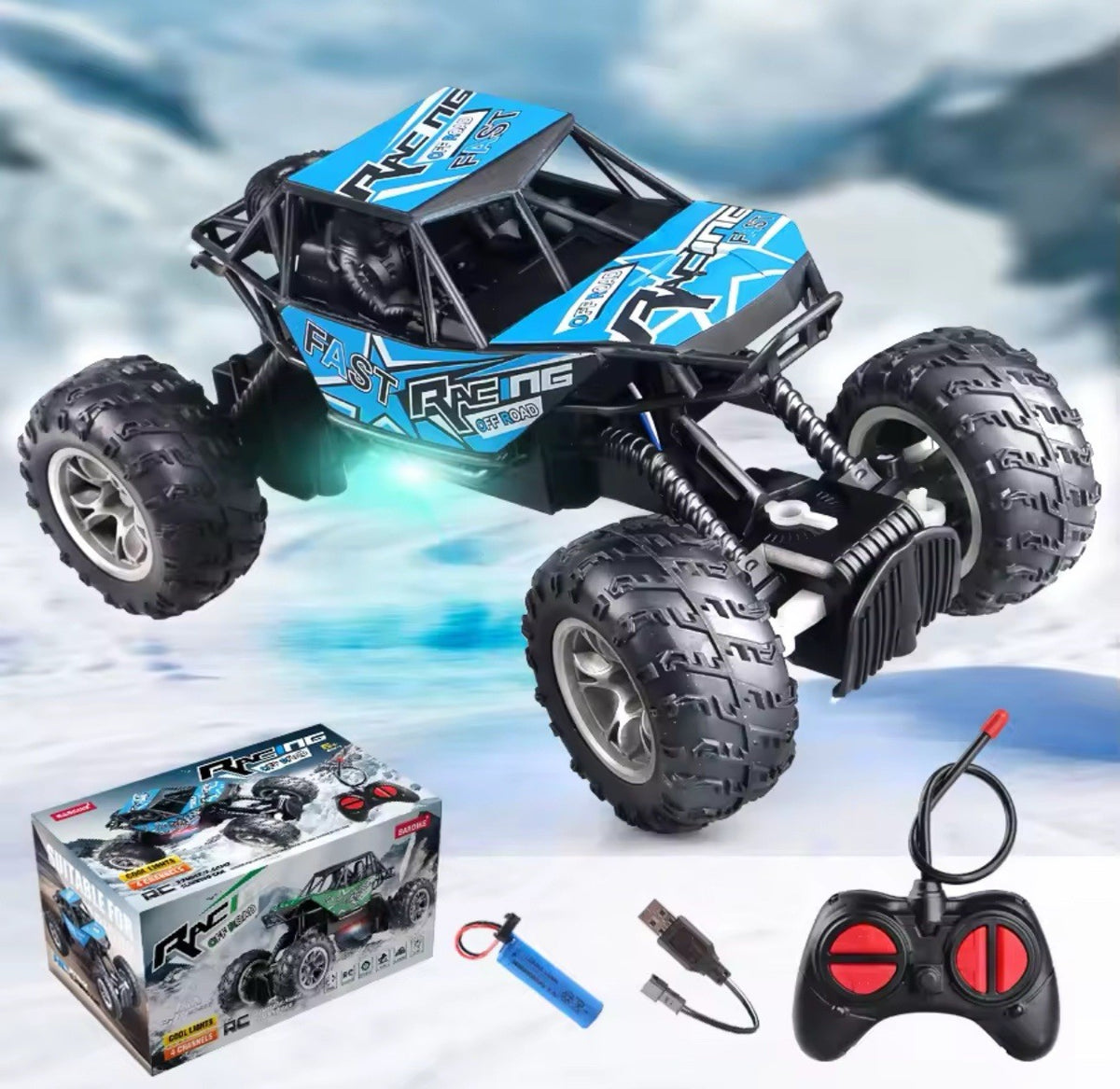 RACI Remote Control Car with Lights Anti-Slip Rubber Tires Outdoor Off-Road New