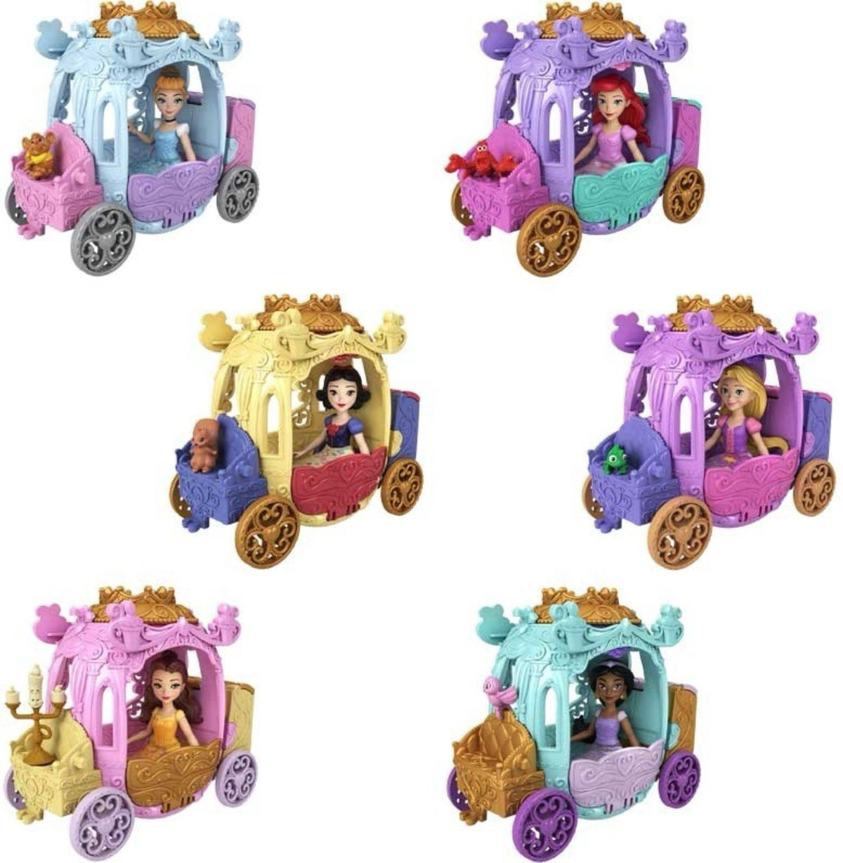 Disney Princess Carriage Reveal – Surprise Doll & Carriage, 3.5-Inch Scale