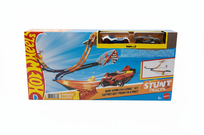 Hot Wheels Stunt Tracks Drop Down Challenge Set – Includes 2 Cars, Ages 4+
