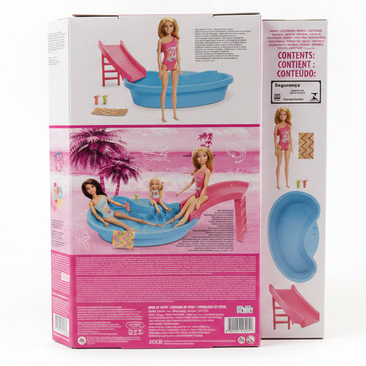 Barbie Pool Playset with Slide, Doll & Accessories – Ages 3+