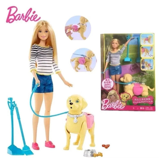 Barbie Walk & Potty Pup Doll – Interactive Dog Walking Set