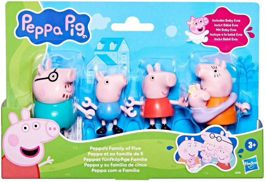 Peppa Pig Family of Five Figure Set – Daddy, Mummy, Peppa, George & Baby Evie