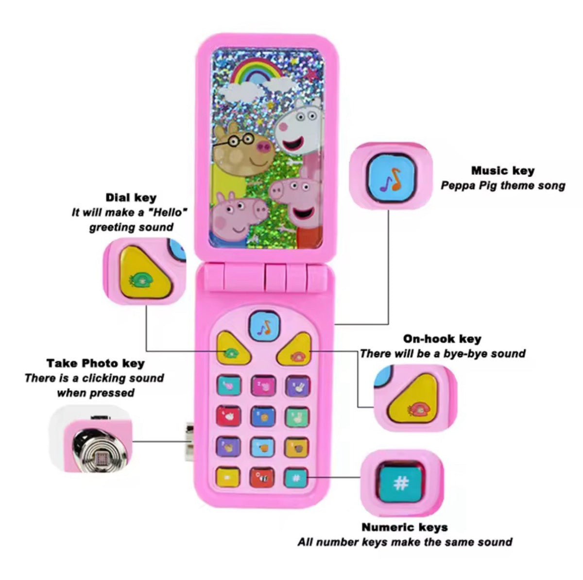 Peppa Pig Foldable Toy Phone with Lights & Music – Ages 3+