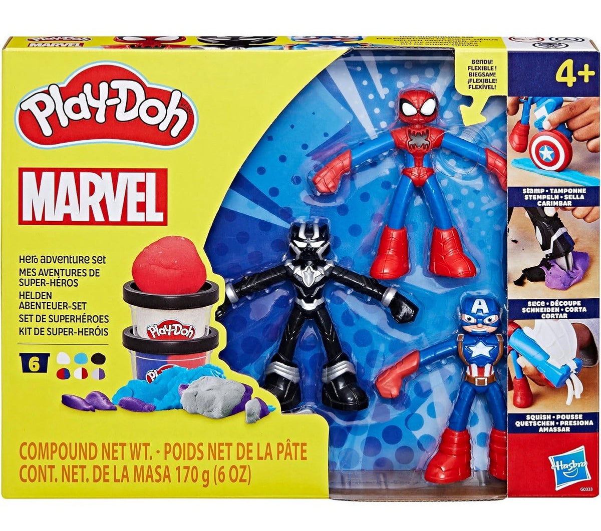 Play-Doh Marvel Hero Adventure Playset – Captain America, Black Panther & Spider-Man