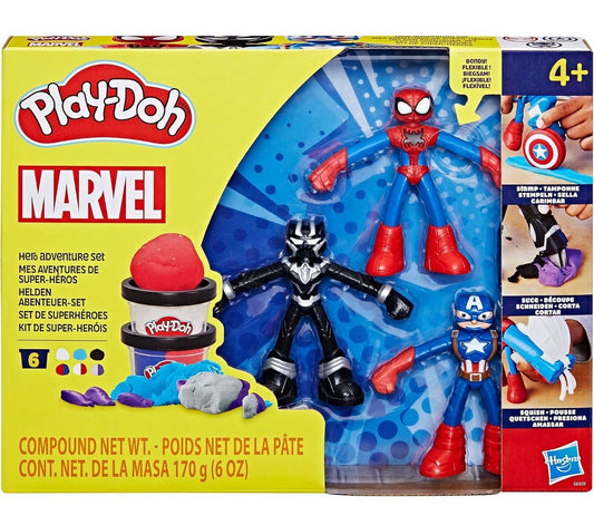 Play-Doh Marvel Hero Adventure Playset – Captain America, Black Panther & Spider-Man