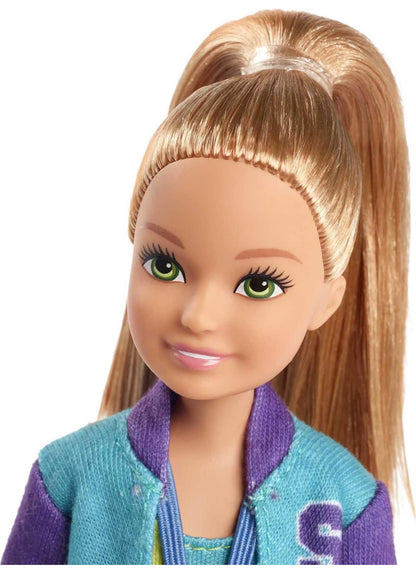 Barbie Team Stacie Gymnastics Playset | Spinning Bar & 7 Accessories