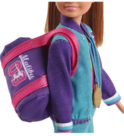Barbie Team Stacie Gymnastics Playset | Spinning Bar & 7 Accessories