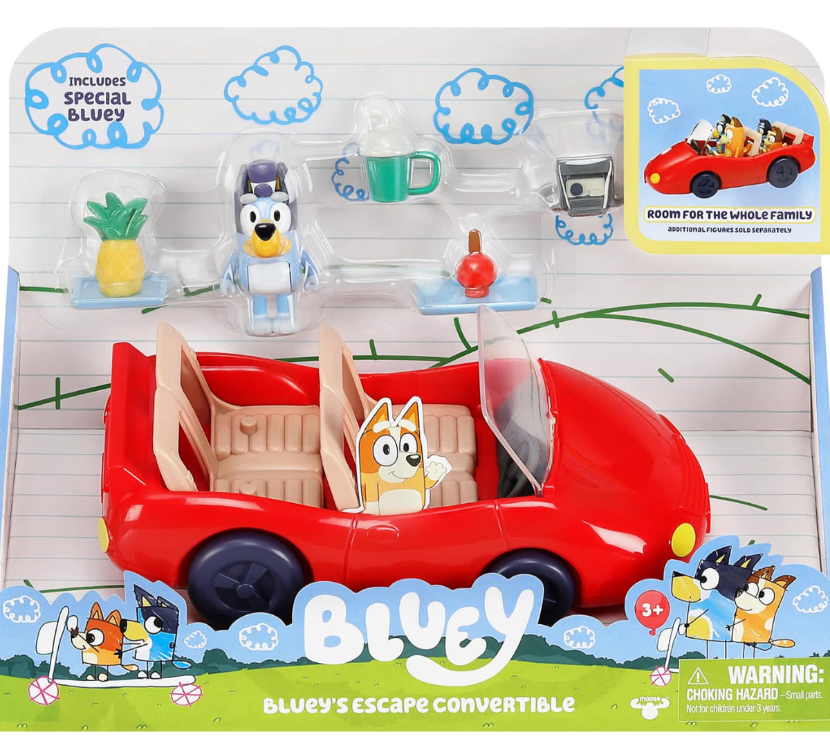 Bluey Escape Convertible Playset | Exclusive Figurine, Car & Accessories