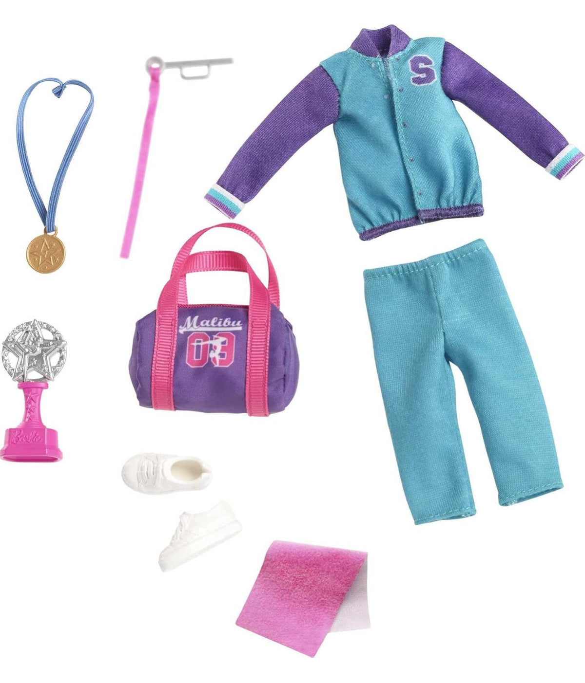 Barbie Team Stacie Gymnastics Playset | Spinning Bar & 7 Accessories