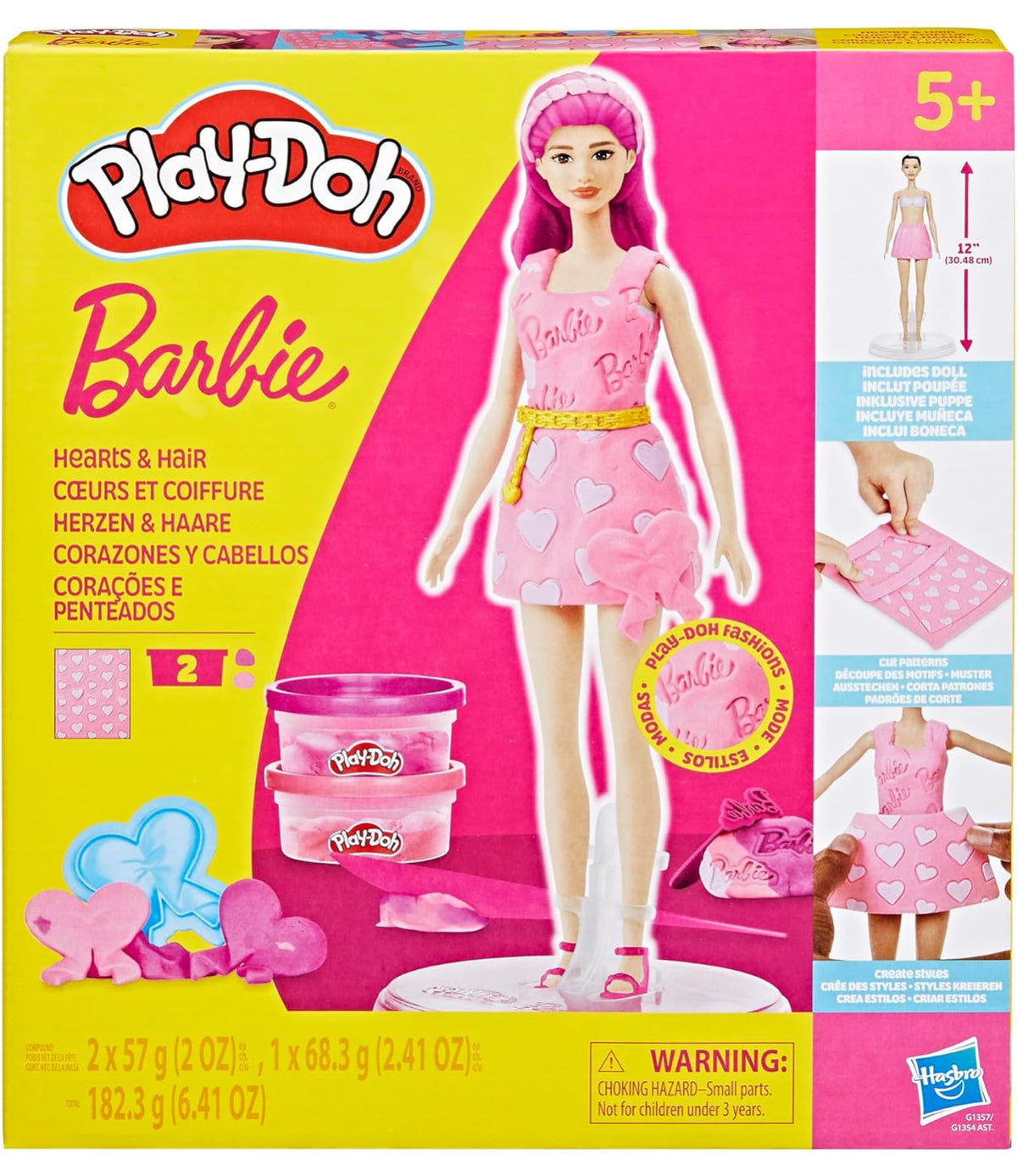 Play-Doh Barbie Hearts & Hair Fashion Set – Creative Play for Ages 4+
