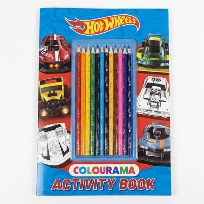 Hot Wheels Colourama Activity Book with Coloured Pencils – Ages 4–7